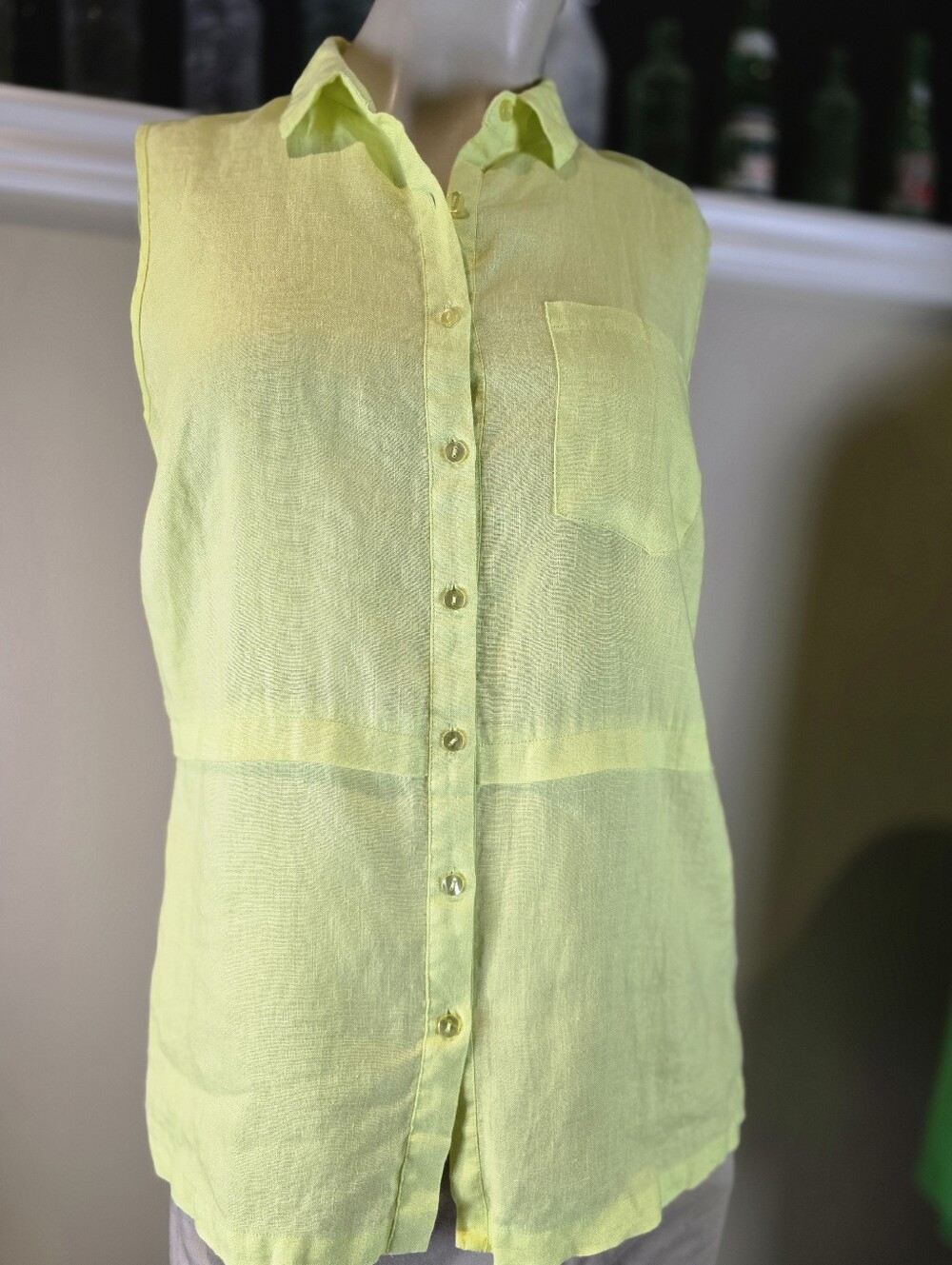 Contemporaine Pure Linen Sleeveless Tunic Top Exclusive Private Label Brand